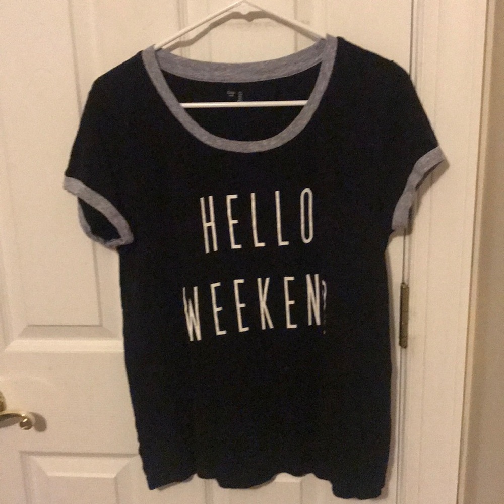 Hello weekend ringer tee